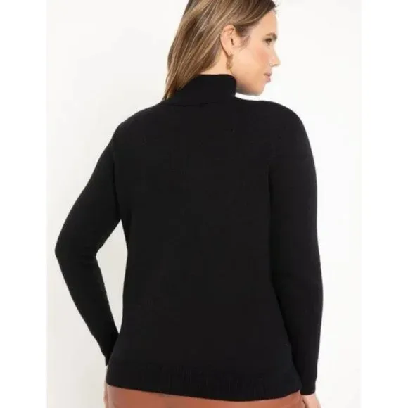 🖤 NEW Eloquii Black Turtleneck Shoulder Pad Sweater 22/24