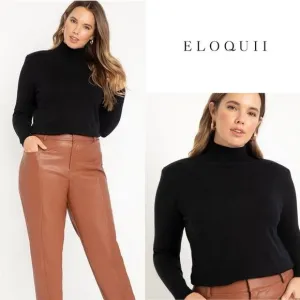🖤 NEW Eloquii Black Turtleneck Shoulder Pad Sweater 22/24