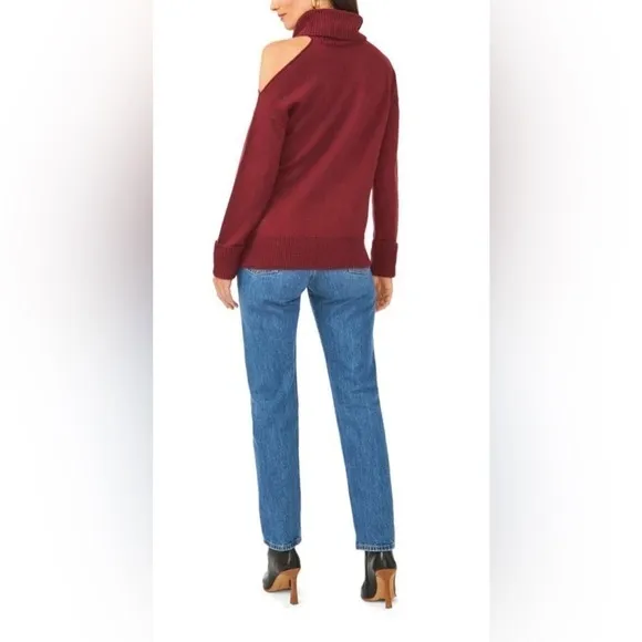 1. STATE COLD SHOULDER LONG SLEEVE BURGUNDY TURTLENECK SWEATER 3X NEW