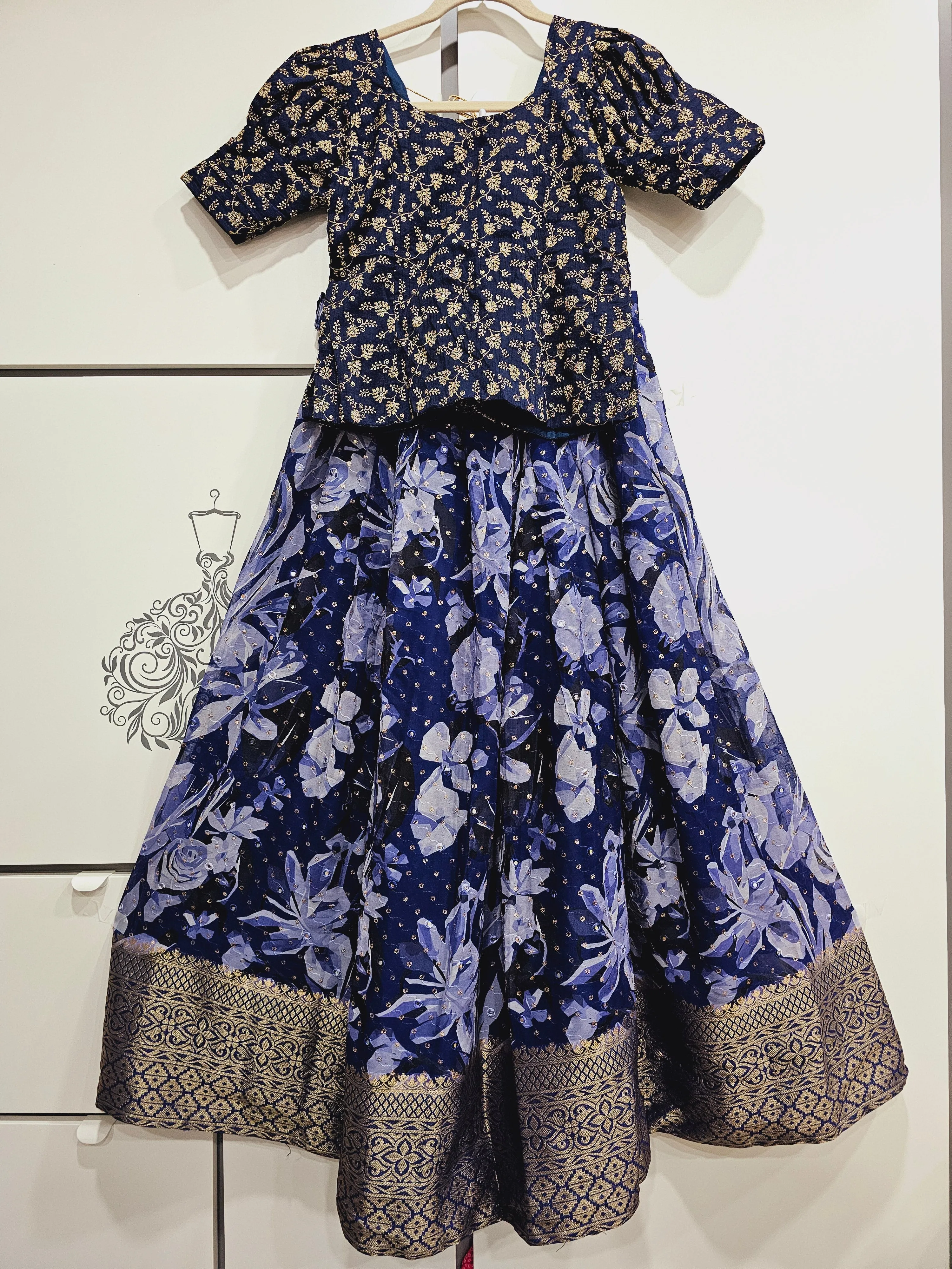 10-15 yrs - Georgette silk Embroidered Lehanga Set