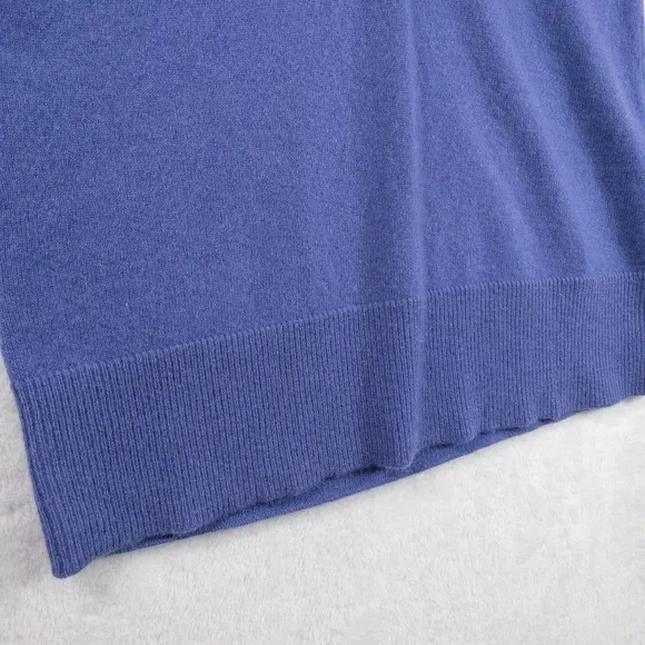100% Cashmere V Neck Sweater Purple 3/4 Sleeve Edinburgh Wollen Mill Medium