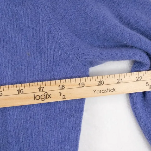 100% Cashmere V Neck Sweater Purple 3/4 Sleeve Edinburgh Wollen Mill Medium