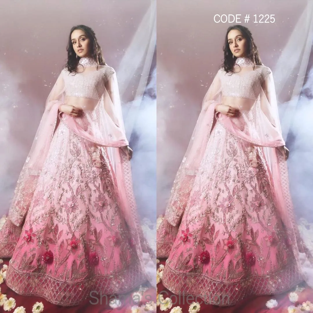 1225 Shraddha Kapoor's Ombre Pink Bridal Lengha Outfit Sets