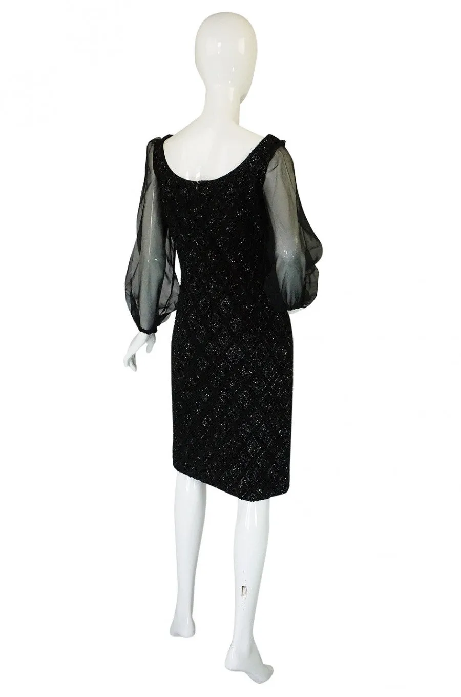 1960s Heavy Hand Beaded Black Shift