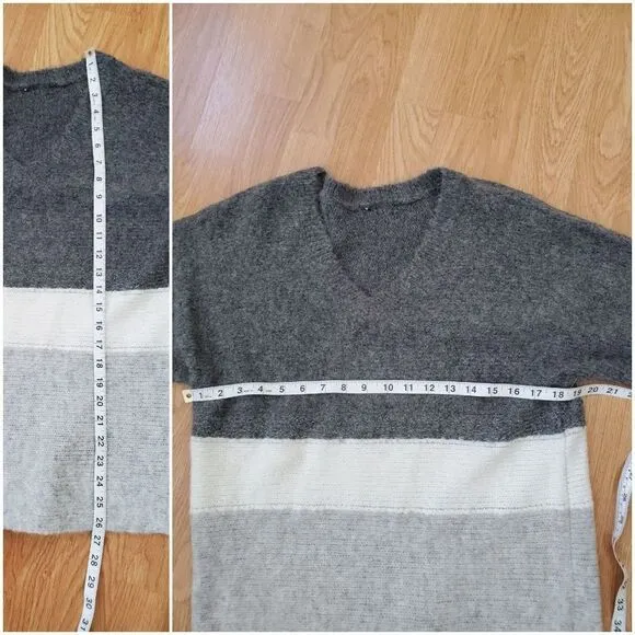 1.State Stripe V-Neck Tunic Sweater sz Medium
