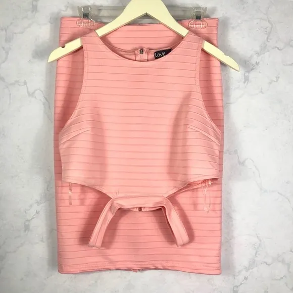 2 Piece Pink Ribbed Set