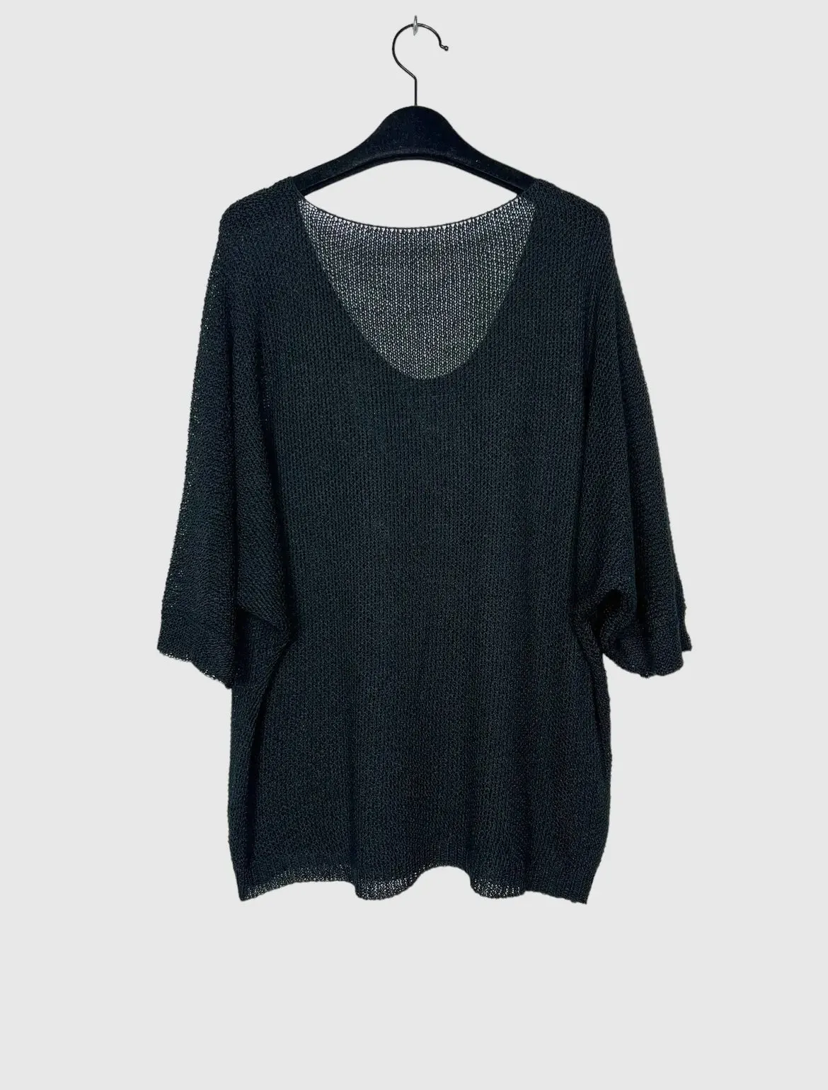 3/4 sleeve v-neck knitted sweater