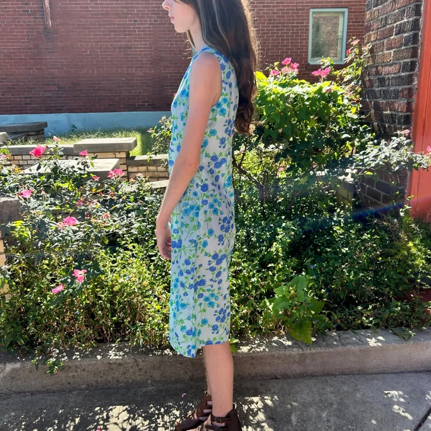 50s/60s blue floral shift dress