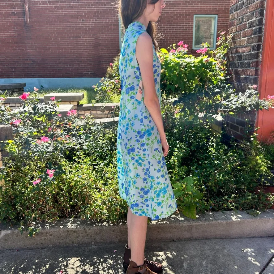 50s/60s blue floral shift dress