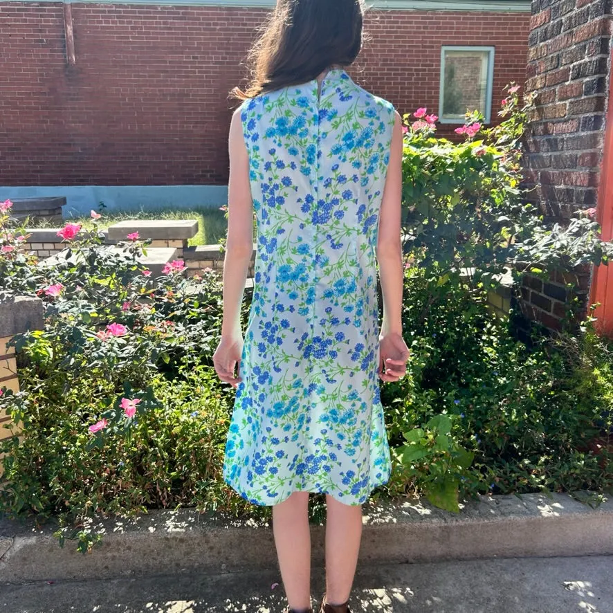 50s/60s blue floral shift dress