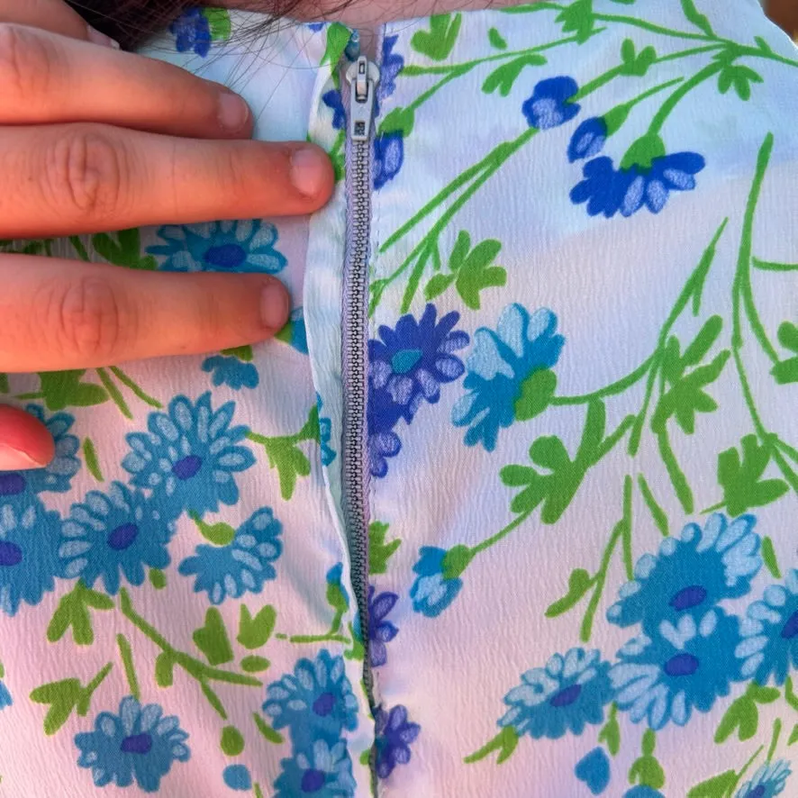 50s/60s blue floral shift dress