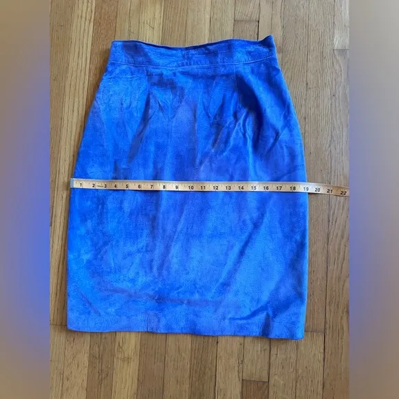 80s Vintage Periwinkle Suede Pencil Skirt