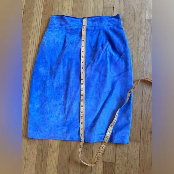 80s Vintage Periwinkle Suede Pencil Skirt