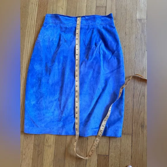 80s Vintage Periwinkle Suede Pencil Skirt