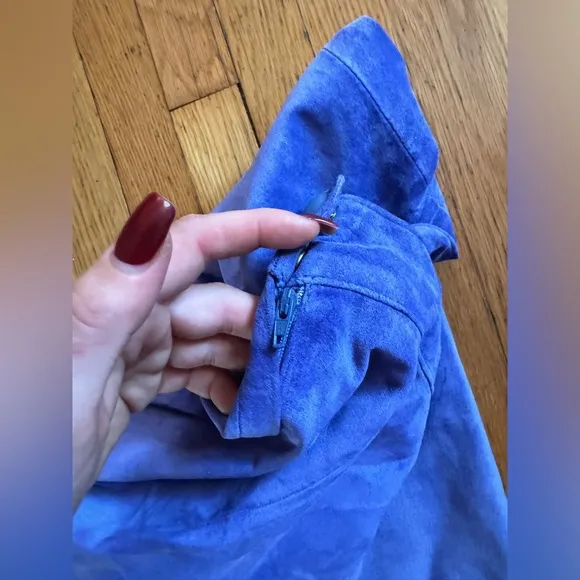 80s Vintage Periwinkle Suede Pencil Skirt