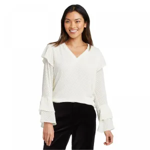 A New Day Women's Ruffle Long Sleeve V-Neck Blouse Shirt Top