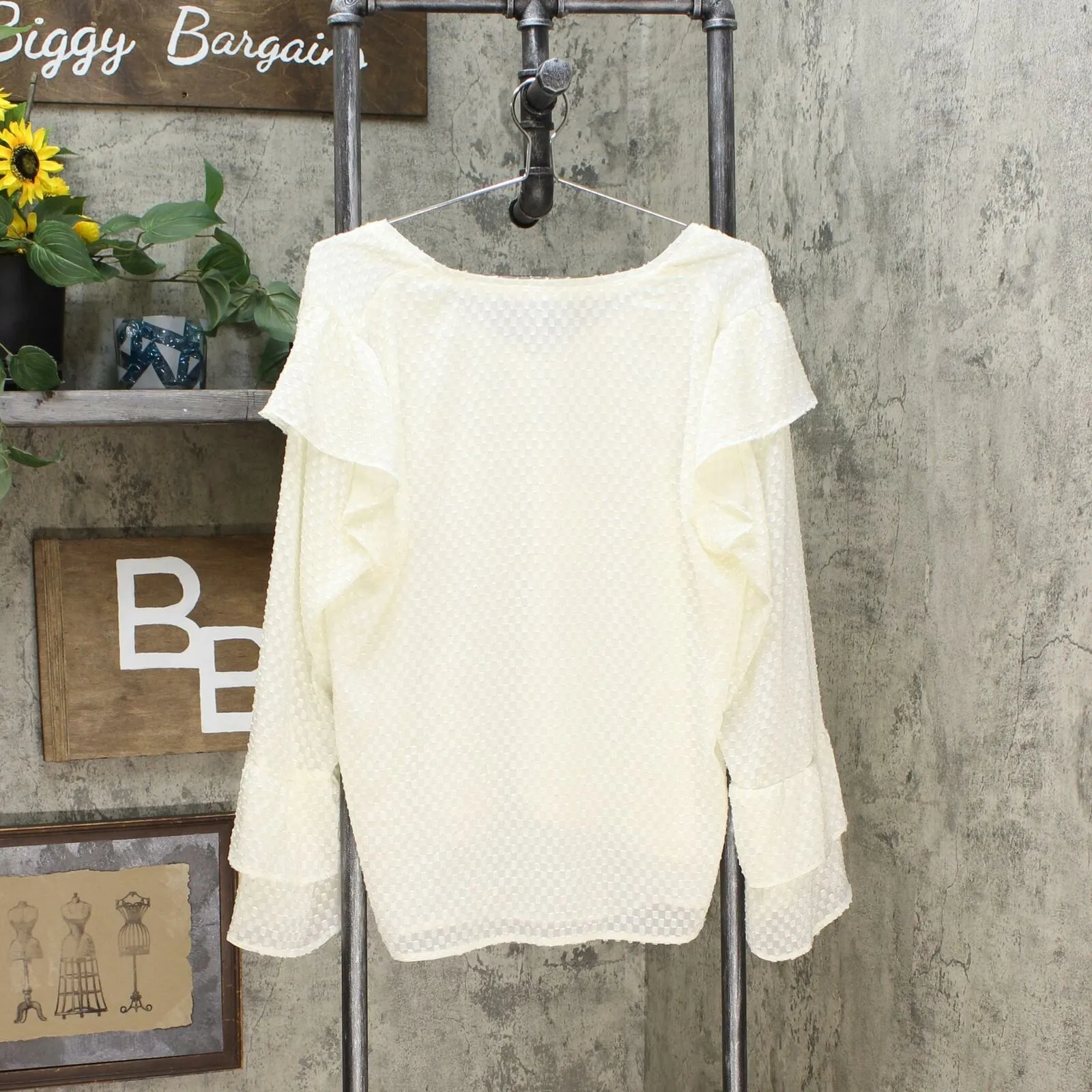 A New Day Women's Ruffle Long Sleeve V-Neck Blouse Shirt Top