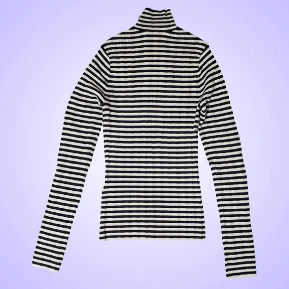Abercrombie &amp; Fitch Slim Rib Turtleneck Sweater XS Navy Stripe NWT