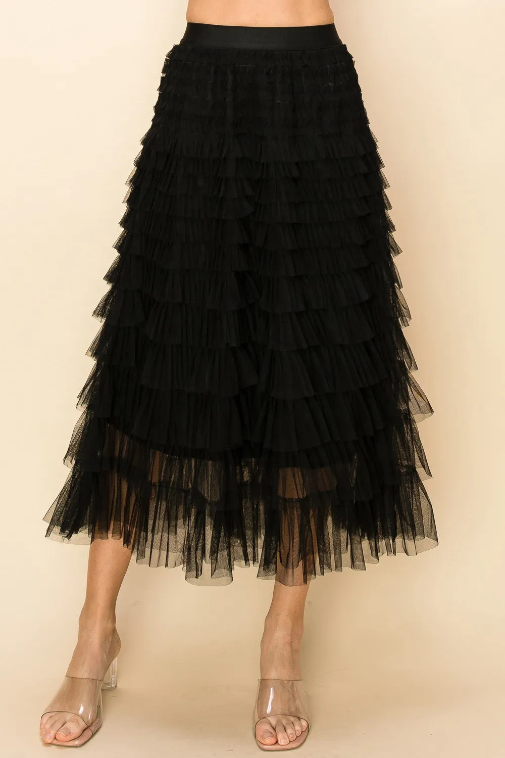 Abigail Ruffle Mesh Maxi Skirt