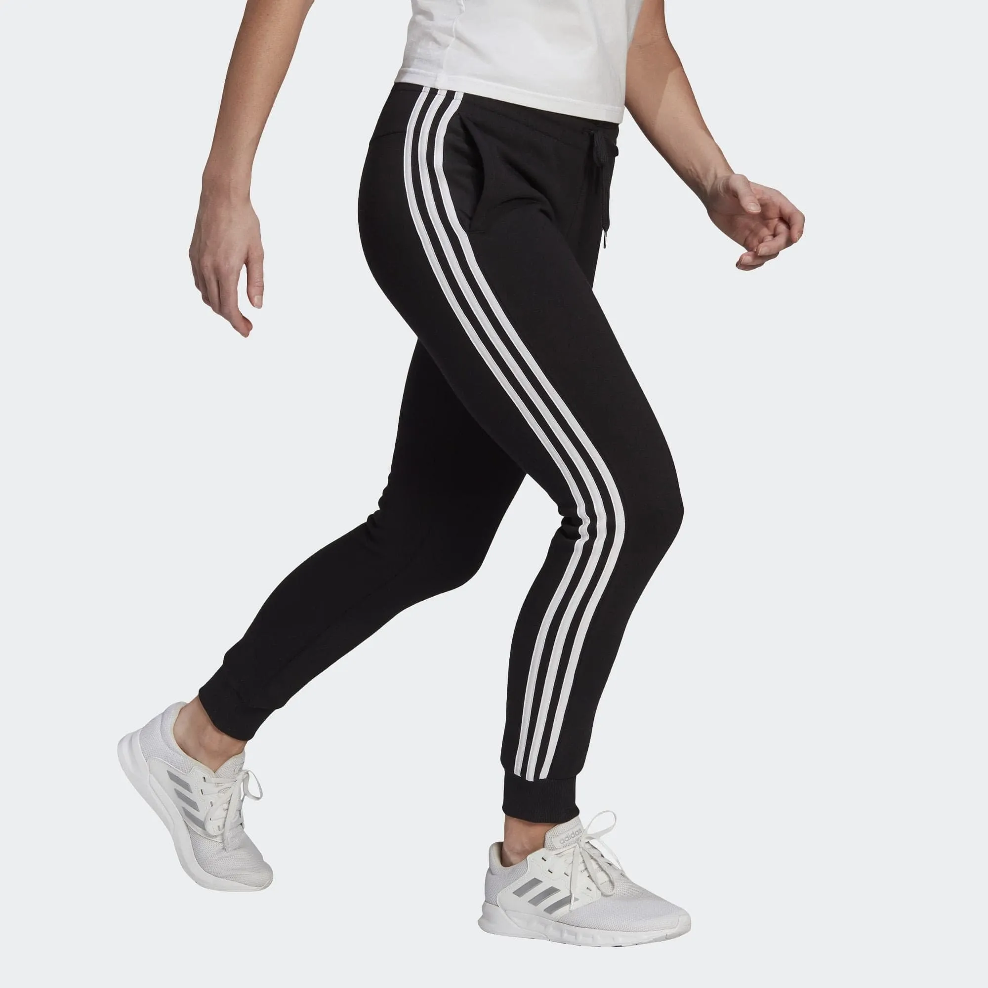 Adidas Women's Slim 3 Stripe Fleece Cuff Pant