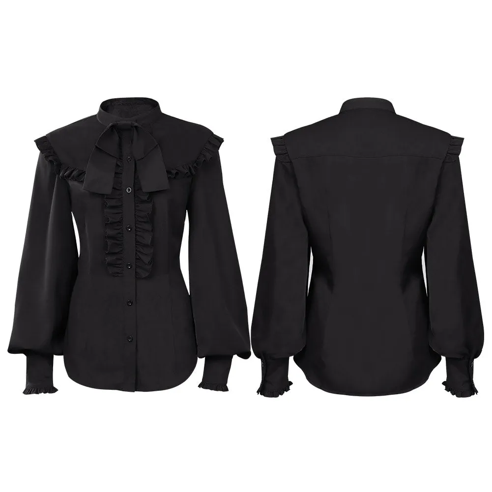Adult Women Medieval Victorian Ruffle Shirt Blouse Cosplay Costume Party Outfits Halloween Carnival Suit