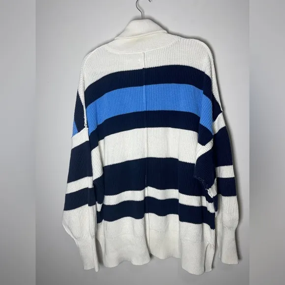Aerie Beyond Quarter Zip Sweater Rugby Stripped Oversized Sz Large