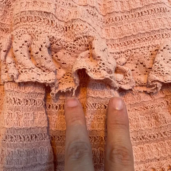 AERIE Textured Lace Ruffle Mini Skirt   Cropped Crochet Tank Top Set Size M