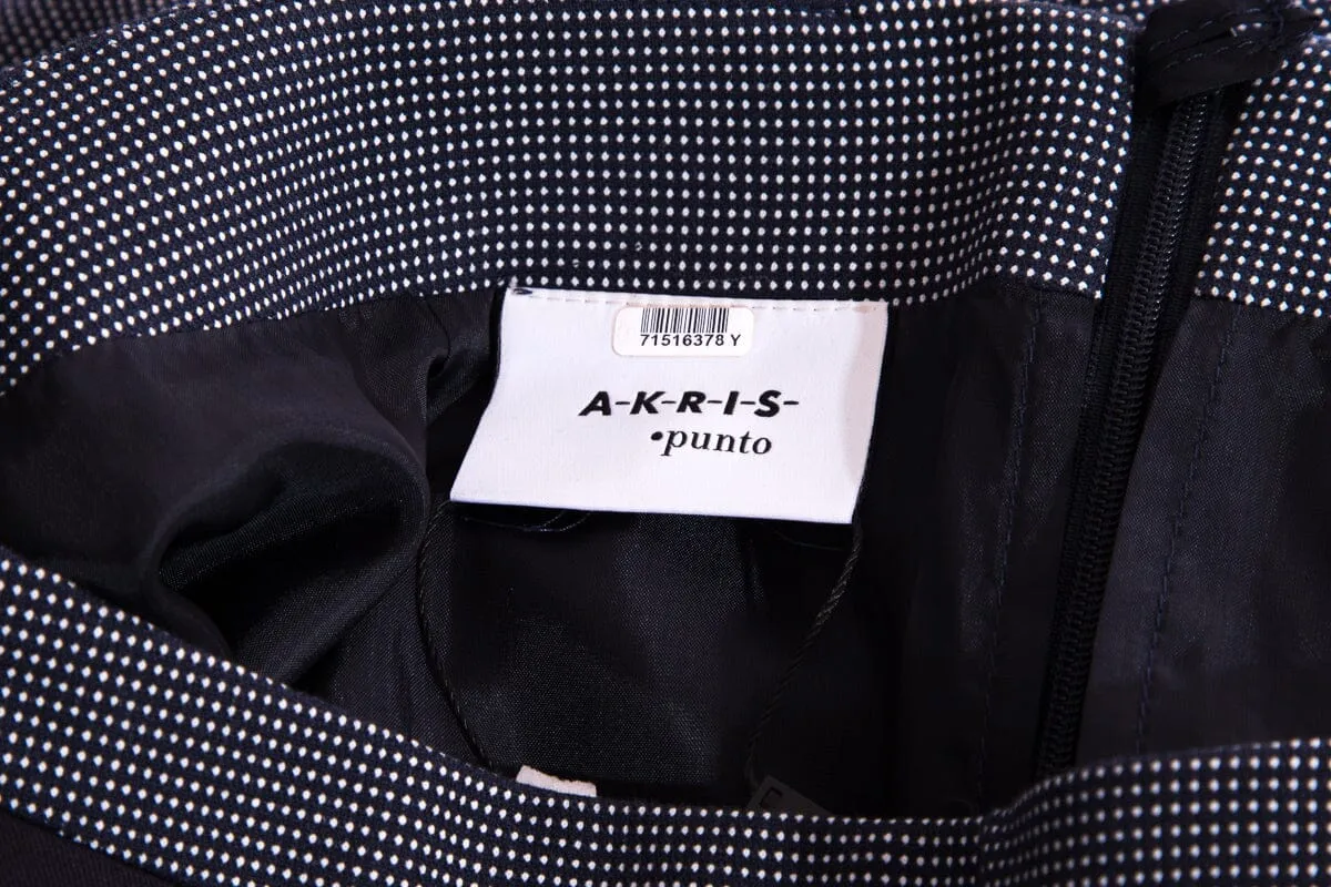 Akris Punto Navy Polka Dot Pencil Skirt SZ 4