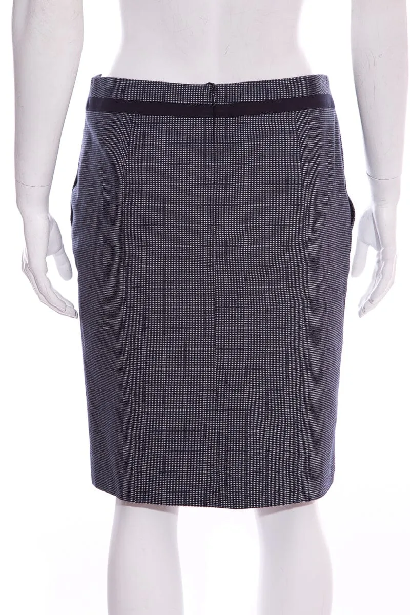 Akris Punto Navy Polka Dot Pencil Skirt SZ 4
