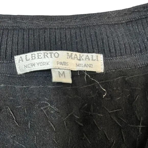 Alberto Makali Embellished Sweater Beaded Sequin V Neck Black Medium