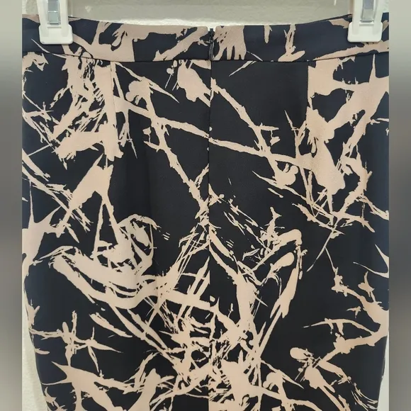 A.L.C. 100% SILK PENCIL SKIRT SPLATTER NUDE TAN CREAM &amp; BLACK SIZE 2