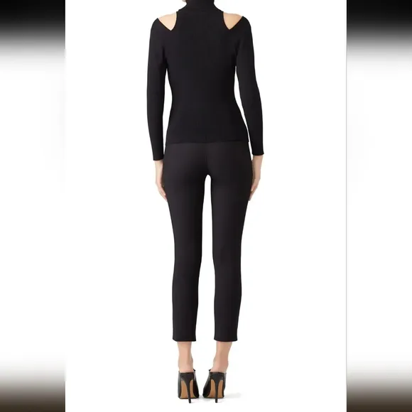 A.L.C Black Matera Ribbed Cutout Long-Sleeve Sweater Turtleneck Size XS