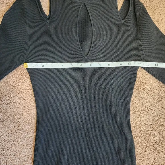 A.L.C Black Matera Ribbed Cutout Long-Sleeve Sweater Turtleneck Size XS