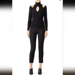 A.L.C Black Matera Ribbed Cutout Long-Sleeve Sweater Turtleneck Size XS