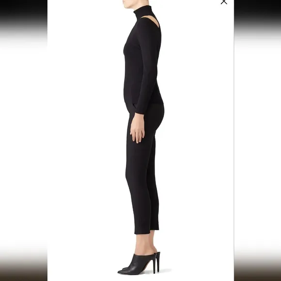 A.L.C Black Matera Ribbed Cutout Long-Sleeve Sweater Turtleneck Size XS