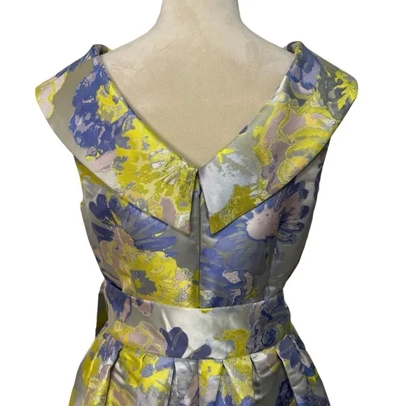 Alex Marie Yellow and Purple Floral Brocade Formal Dress Size 6 Wedding Guest