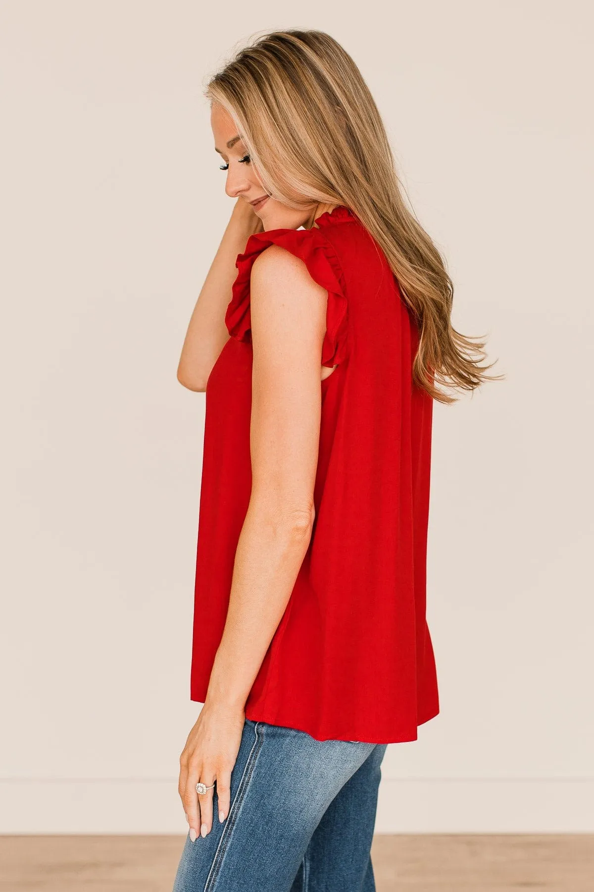 All For Love Ruffle Blouse- Red