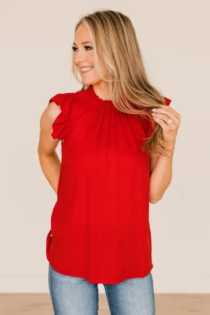 All For Love Ruffle Blouse- Red
