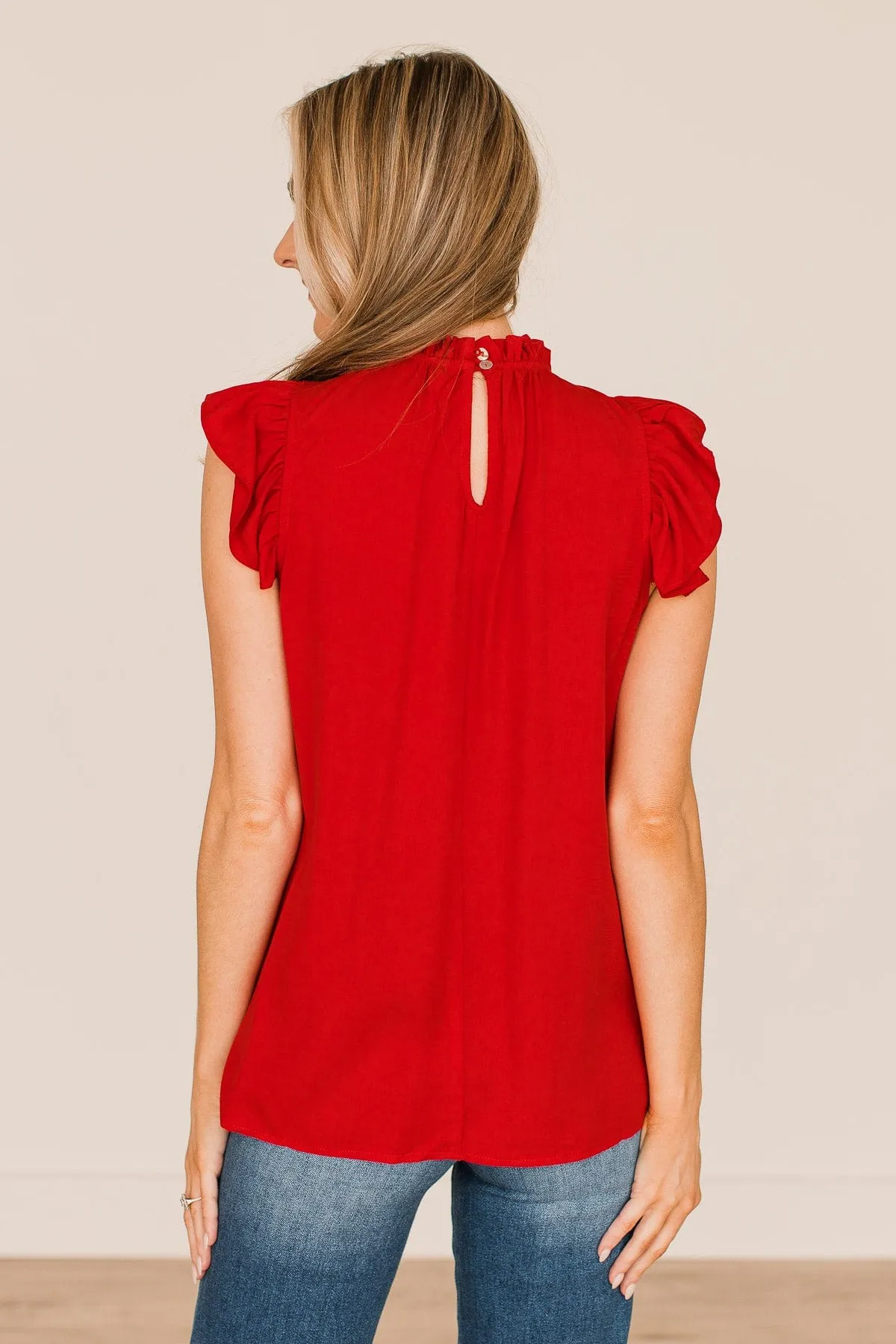All For Love Ruffle Blouse- Red