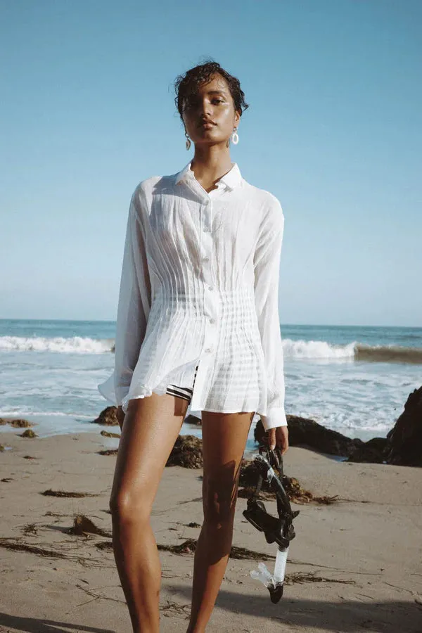 ALLISON PINTUCKED BLOUSE - WHITE