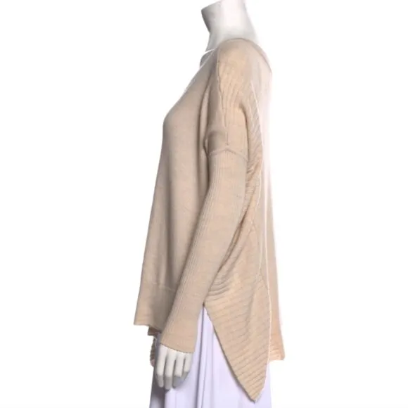 AllSaints Keld V-Neck Merino Wool Ribbed Sweater Color Almond  Marl Sz S