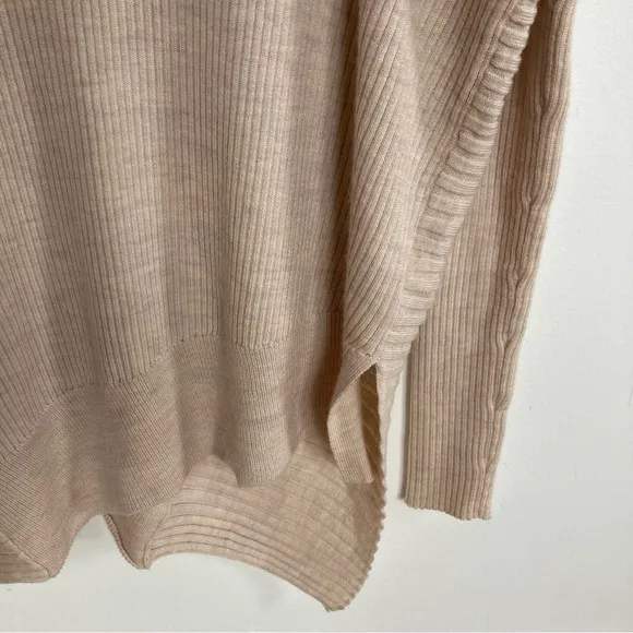 AllSaints Keld V-Neck Merino Wool Ribbed Sweater Color Almond  Marl Sz S