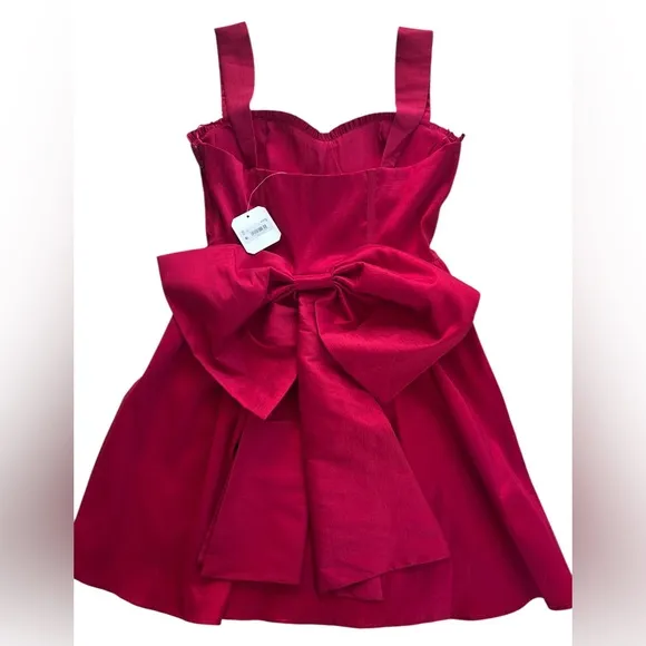 Altar’d State NEW Elyse Red Bow Corset Fit and Flare Cocktail Dress Size Medium