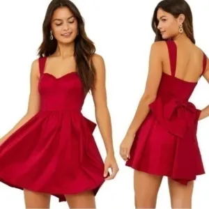 Altar’d State NEW Elyse Red Bow Corset Fit and Flare Cocktail Dress Size Medium