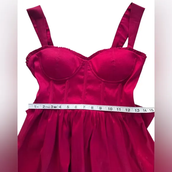 Altar’d State NEW Elyse Red Bow Corset Fit and Flare Cocktail Dress Size Medium