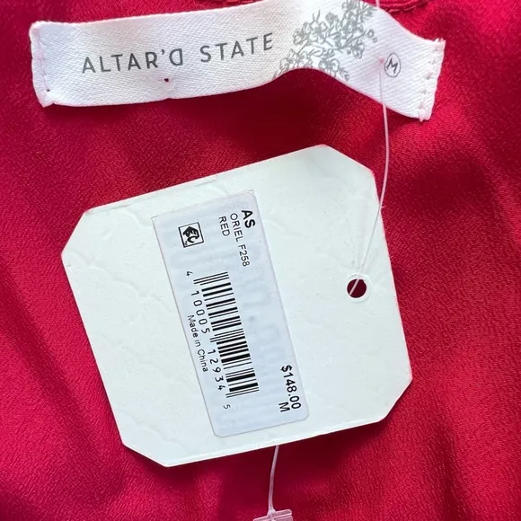 Altar’d State NEW Elyse Red Bow Corset Fit and Flare Cocktail Dress Size Medium