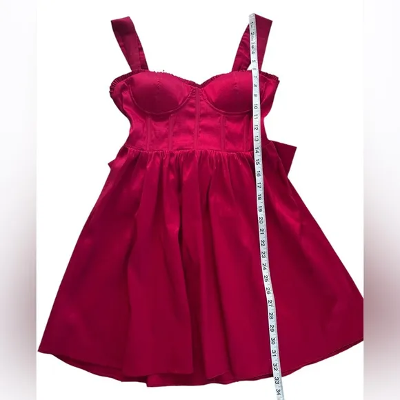 Altar’d State NEW Elyse Red Bow Corset Fit and Flare Cocktail Dress Size Medium