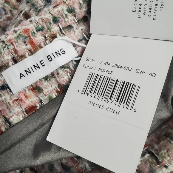 Anine Bing Women's 40 Adalynn Purple Tweed Short Office Mini Skirt New with Tag.