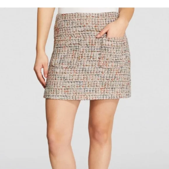 Anine Bing Women's 40 Adalynn Purple Tweed Short Office Mini Skirt New with Tag.