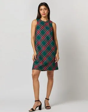 Ann Mashburn Susy Shift Dress - Green/Red Plaid